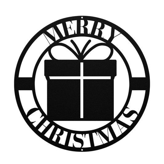 10141 - * Merry Christmas Gift/Present Circular Metal Sign