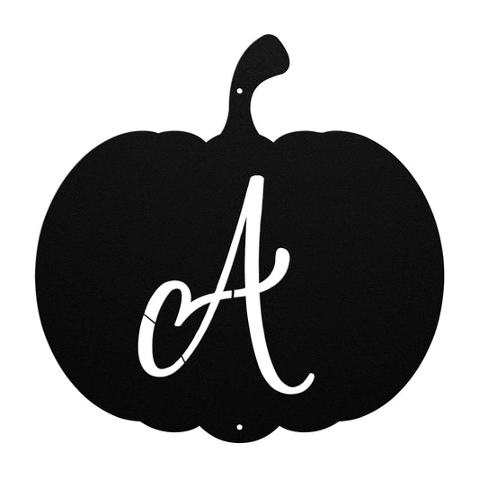 10077 - Pumpkin Cursive Monogram Metal Sign