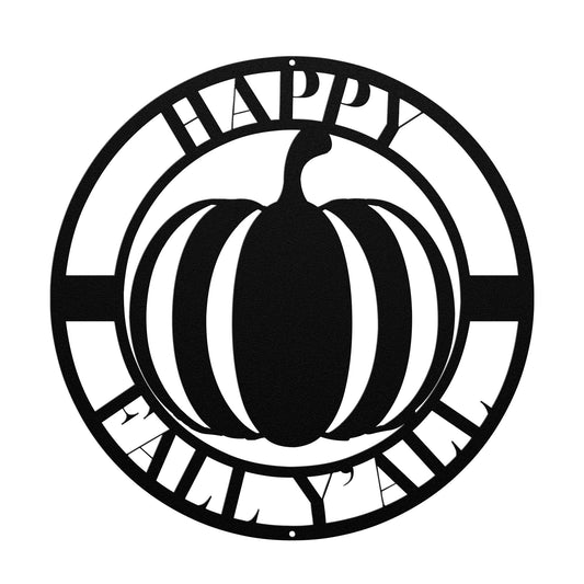 10076 - Pumpkin Happy Fall Y'All Metal Sign