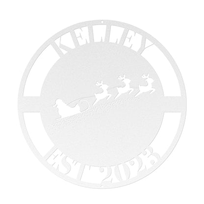 10067 - Santa and Sleigh Christmas Family Metal Sign