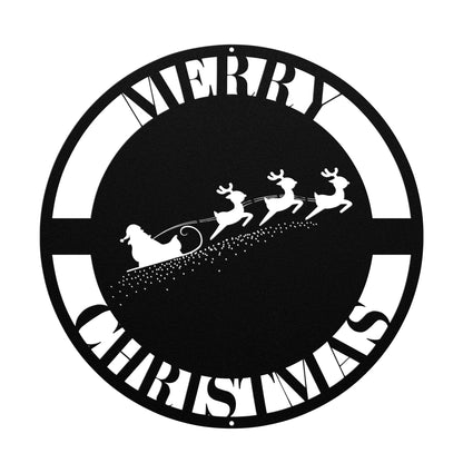 10066 - Santa and Sleigh Merry Christmas Metal Sign