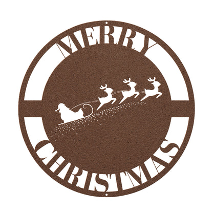 10066 - Santa and Sleigh Merry Christmas Metal Sign