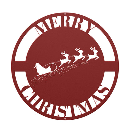 10066 - Santa and Sleigh Merry Christmas Metal Sign