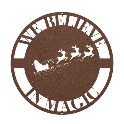 10065 - Santa and Sleigh We Believe in Magic Metal Sign