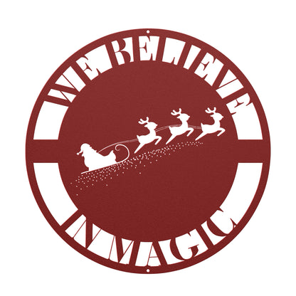 10065 - Santa and Sleigh We Believe in Magic Metal Sign