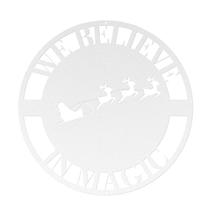10065 - Santa and Sleigh We Believe in Magic Metal Sign