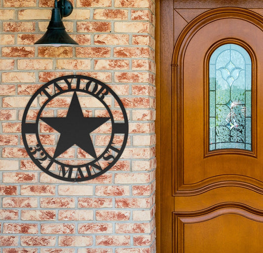 10005 - Star Personalized Address and Name Metal Sign