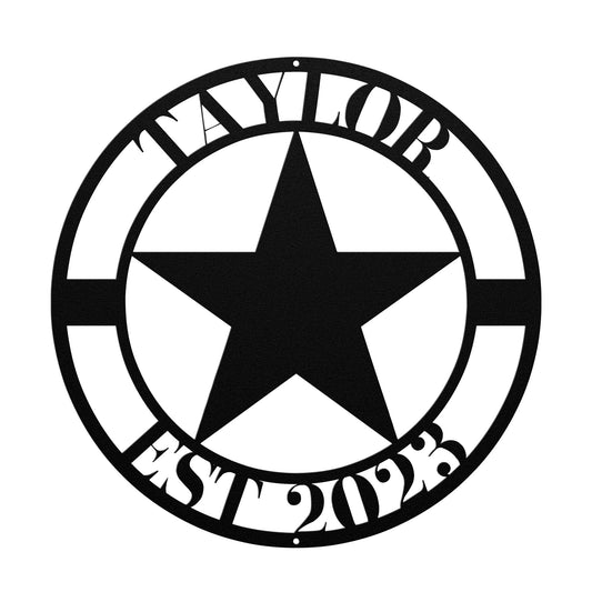 10004 - Star Personalized Name and Established Year Metal Sign
