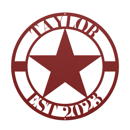 10004 - Star Personalized Name and Established Year Metal Sign