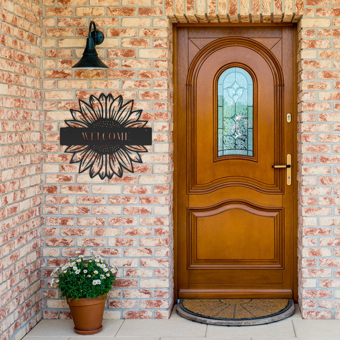 10054 - Sunflower Split Welcome Metal Sign