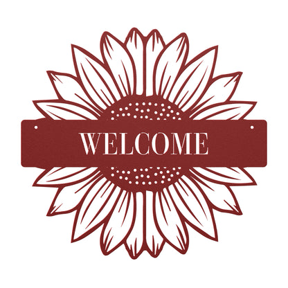 10054 - Sunflower Split Welcome Metal Sign