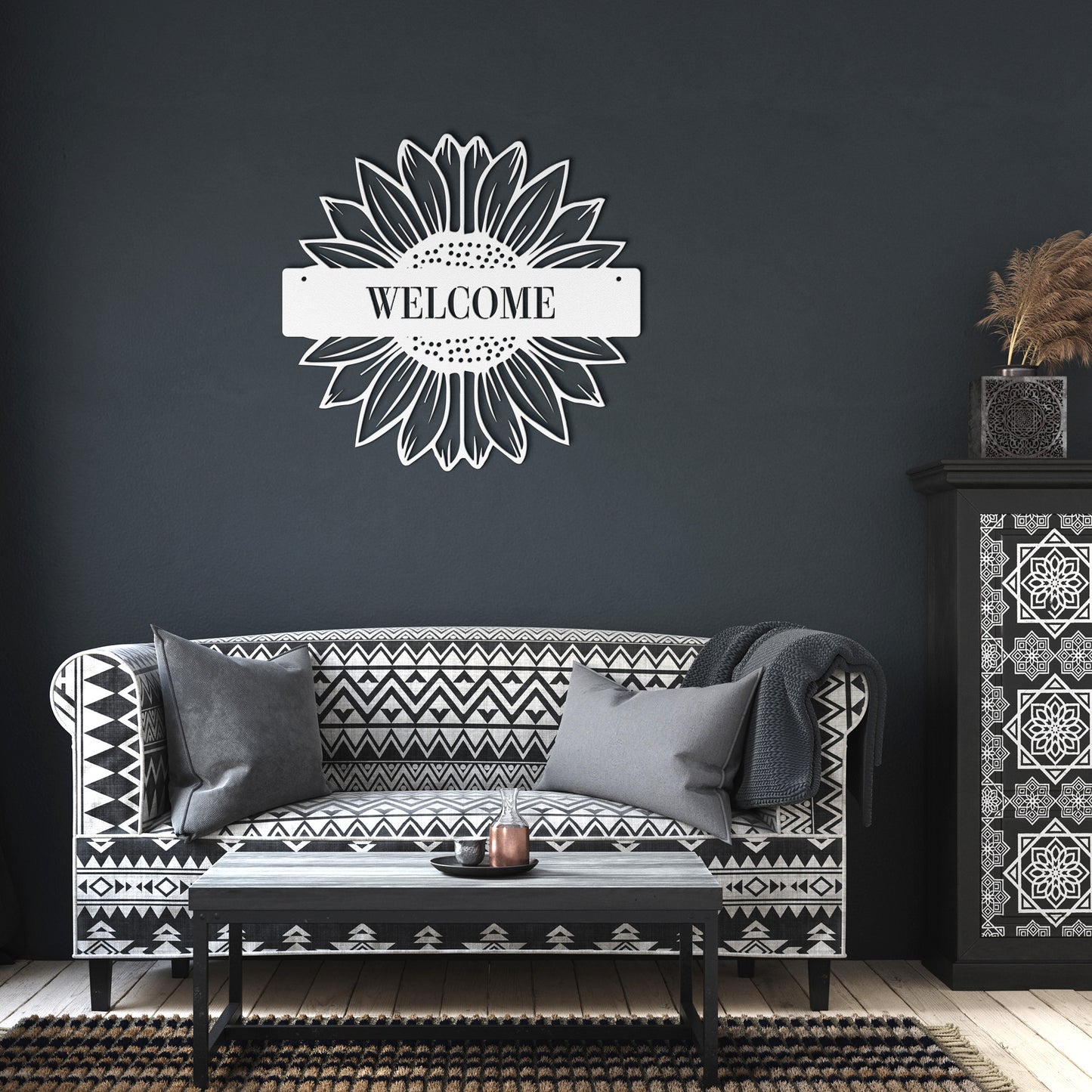 10054 - Sunflower Split Welcome Metal Sign
