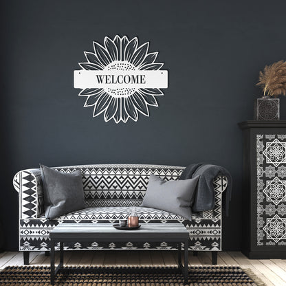10054 - Sunflower Split Welcome Metal Sign