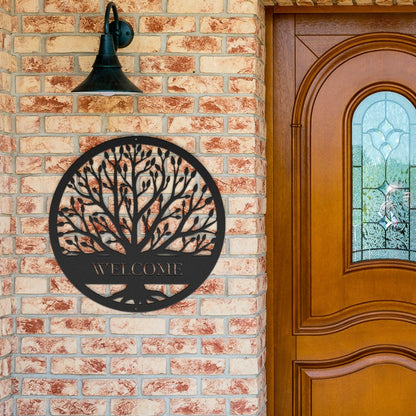 10049 - Welcome Tree Circle Metal Sign