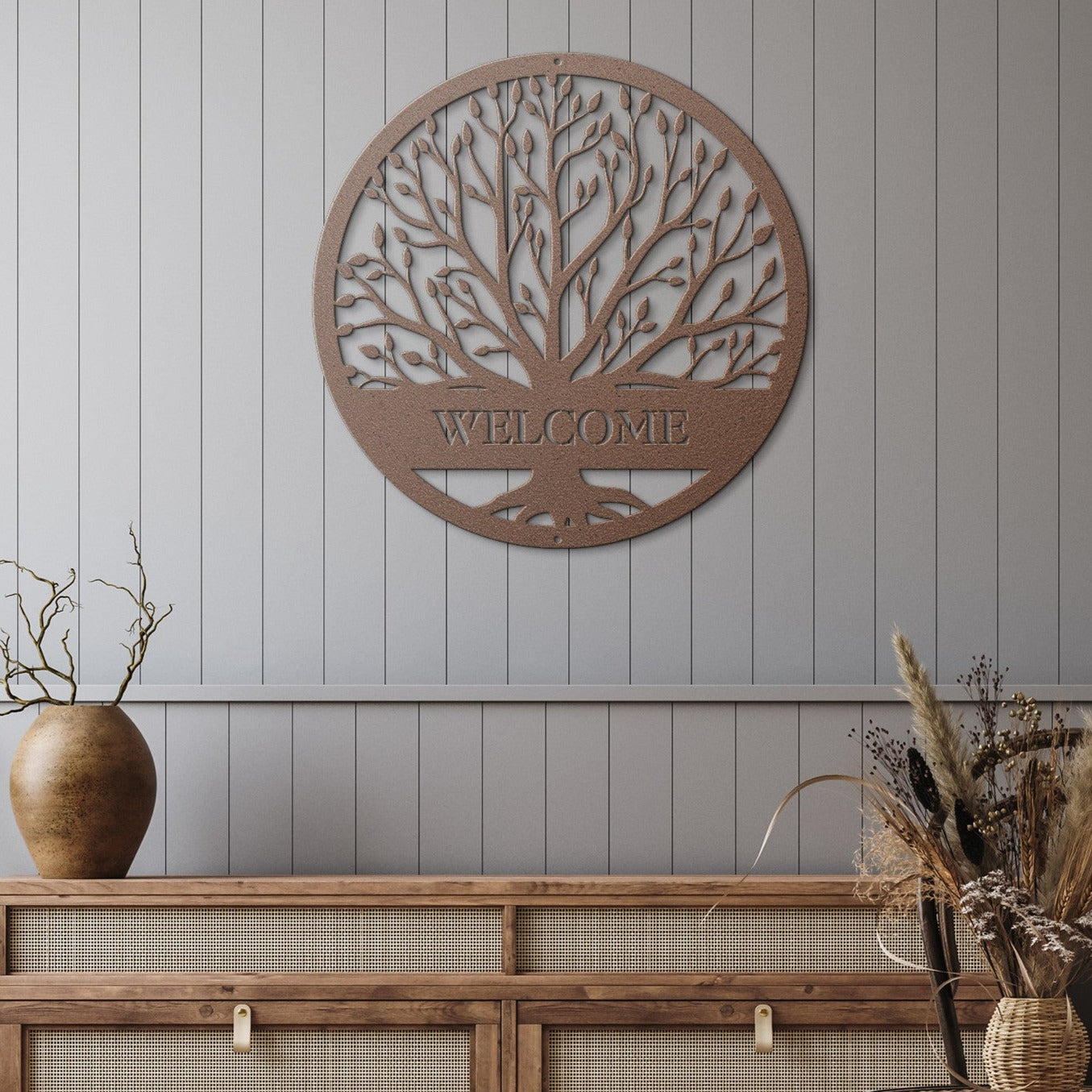 10049 - Welcome Tree Circle Metal Sign