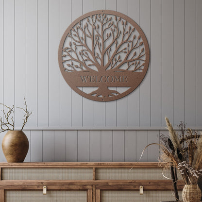 10049 - Welcome Tree Circle Metal Sign
