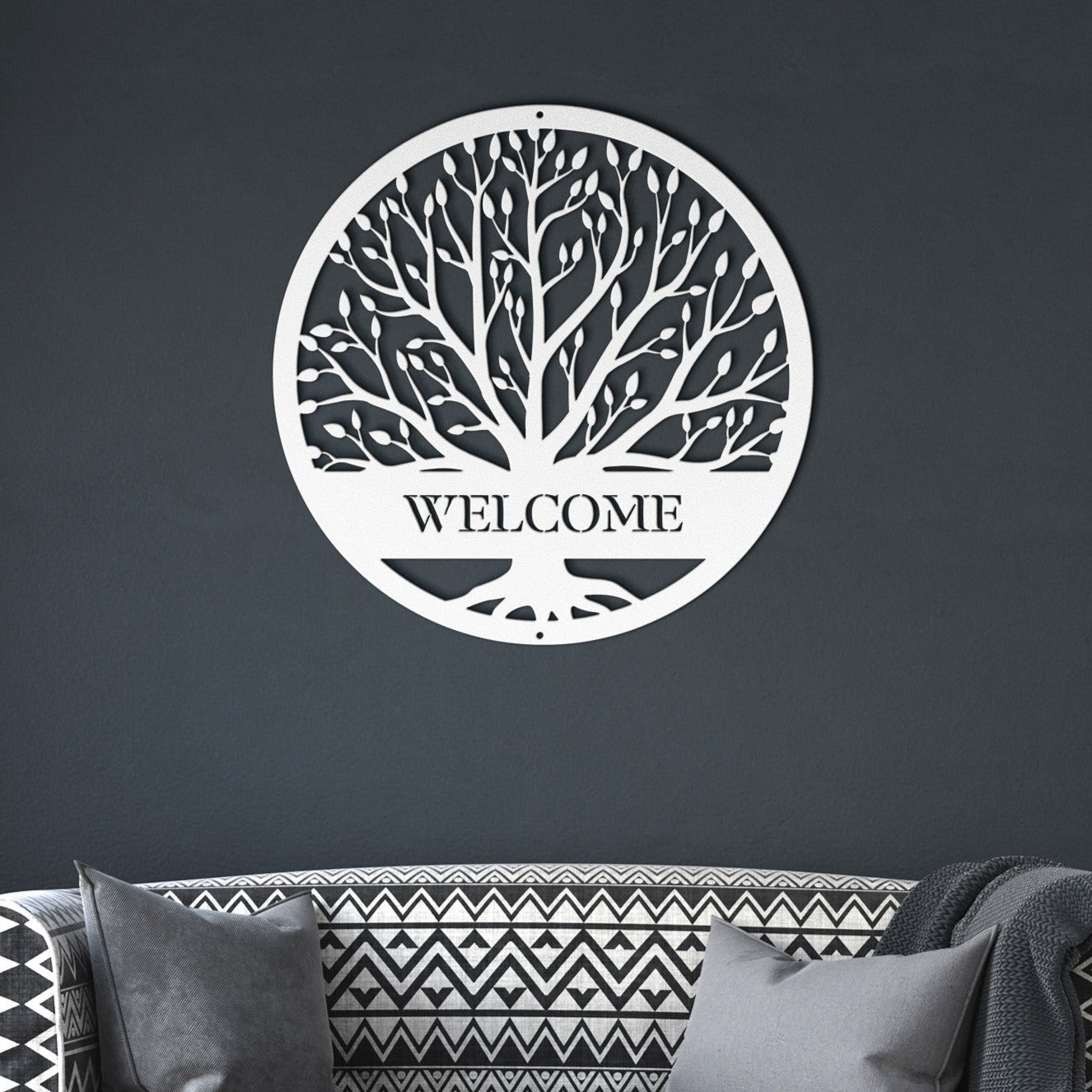 10049 - Welcome Tree Circle Metal Sign