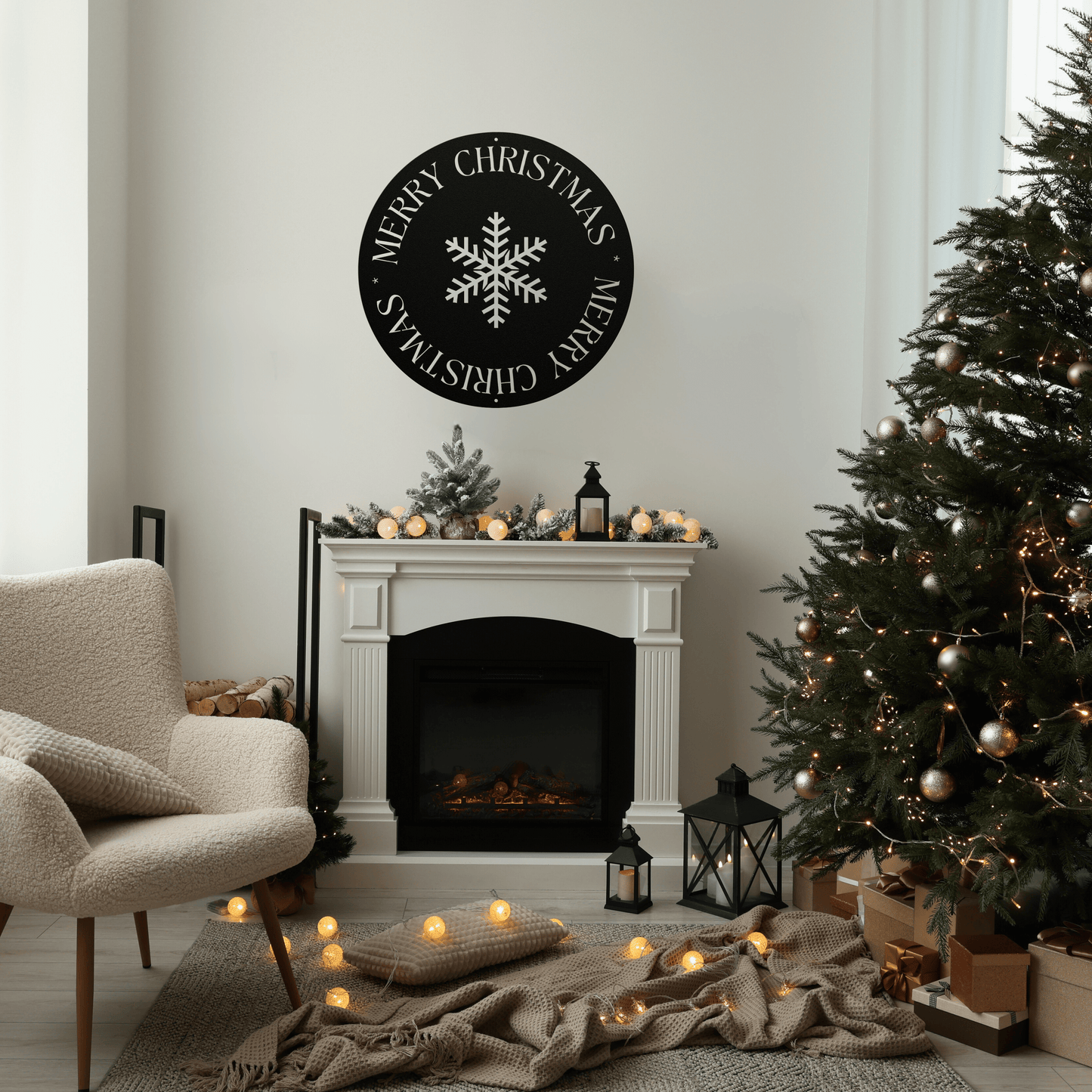 10091 - Merry Christmas Snowflake Circle Sign