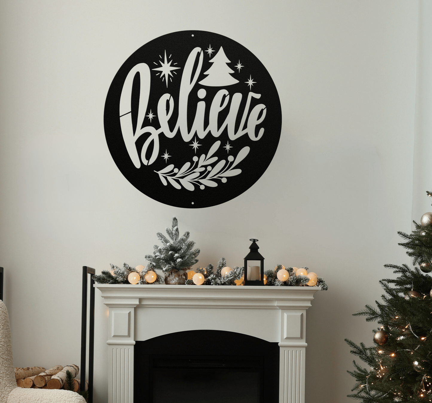 10126 - Believe Christmas Circular Metal Sign