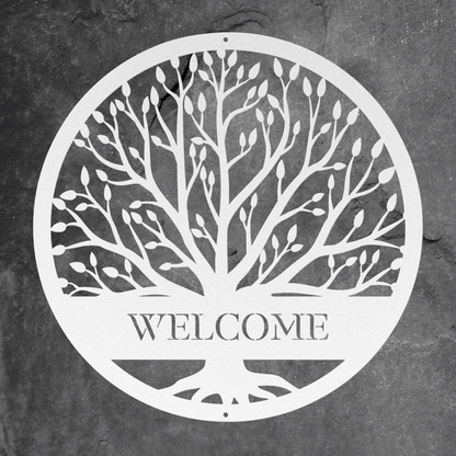 10049 - Welcome Tree Circle Metal Sign