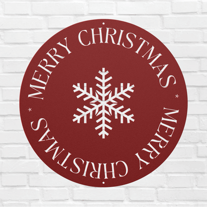 10091 - Merry Christmas Snowflake Circle Sign