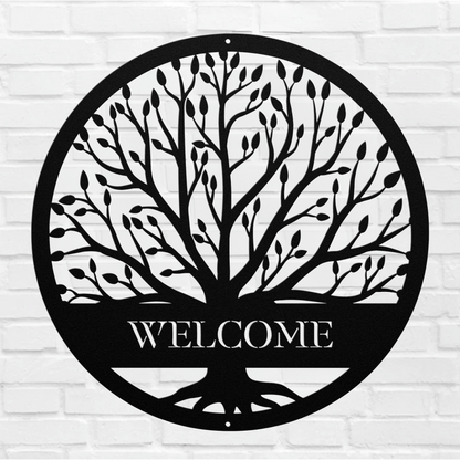 10049 - Welcome Tree Circle Metal Sign