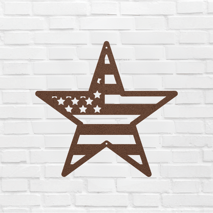 10134 - American Flag Star Patriotic Metal Sign