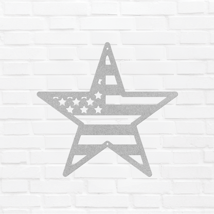 10134 - American Flag Star Patriotic Metal Sign