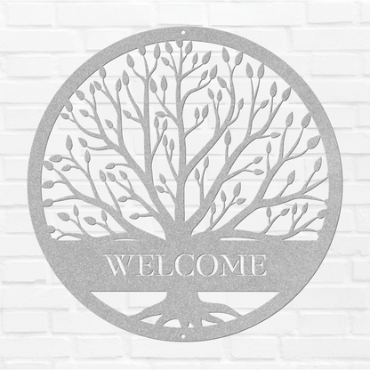 10049 - Welcome Tree Circle Metal Sign