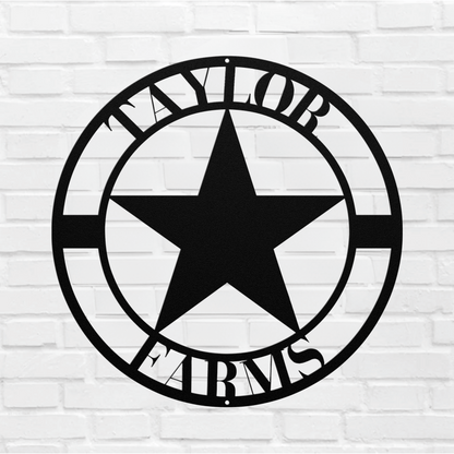 10003 - Star Personalized Family Name Farm Metal Sign