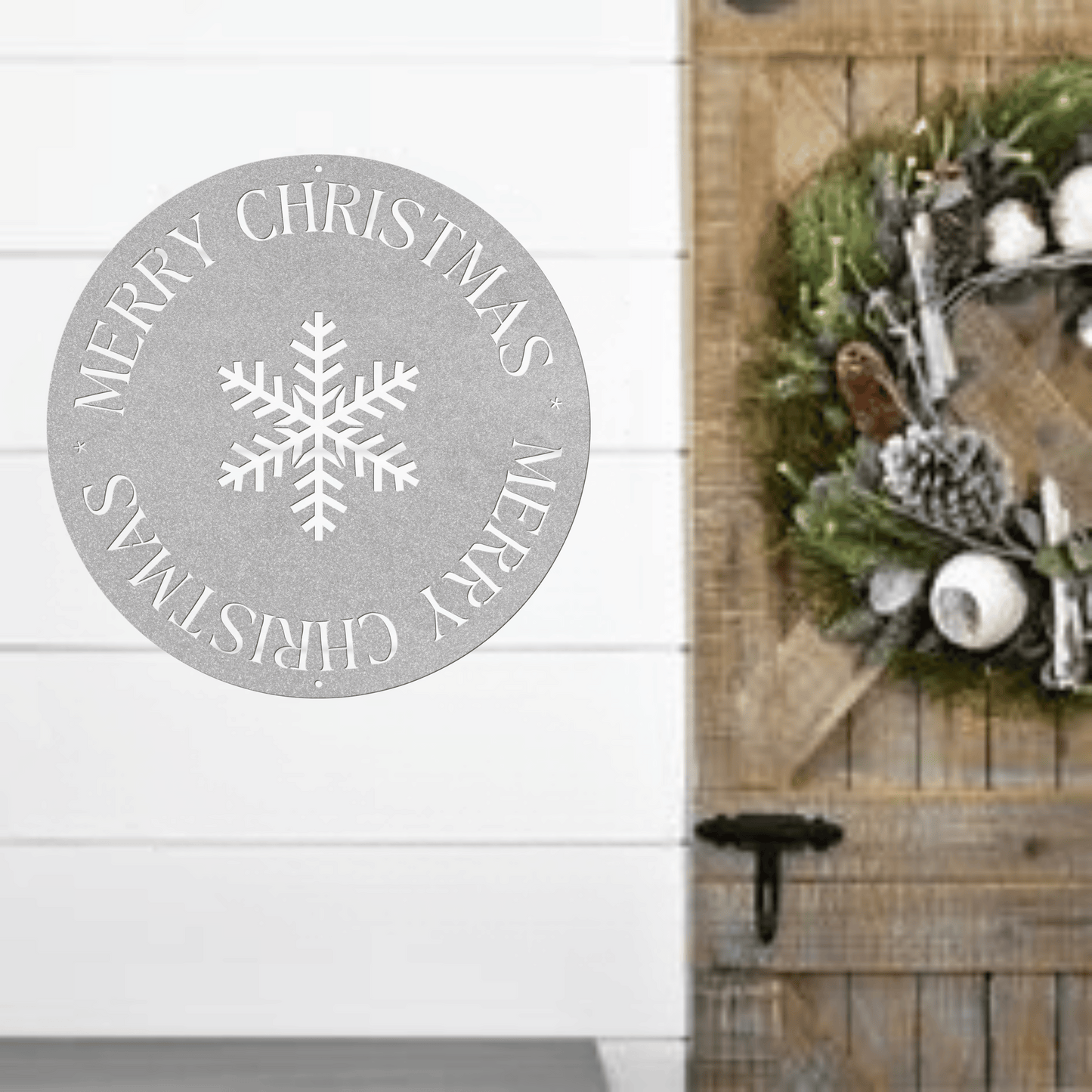 10091 - Merry Christmas Snowflake Circle Sign