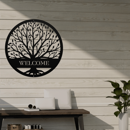 10049 - Welcome Tree Circle Metal Sign