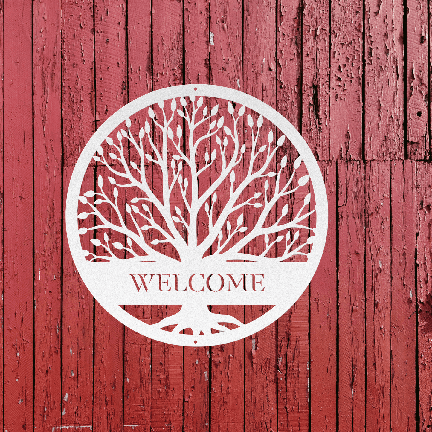 10049 - Welcome Tree Circle Metal Sign