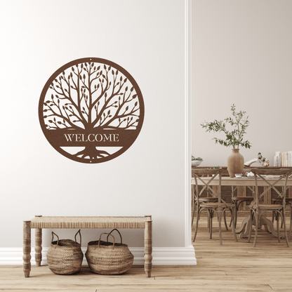 10049 - Welcome Tree Circle Metal Sign