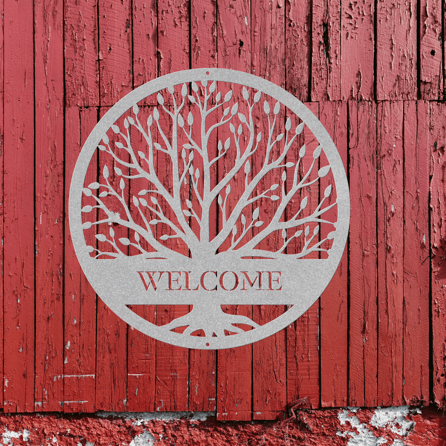 10049 - Welcome Tree Circle Metal Sign