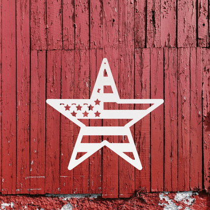 10134 - American Flag Star Patriotic Metal Sign