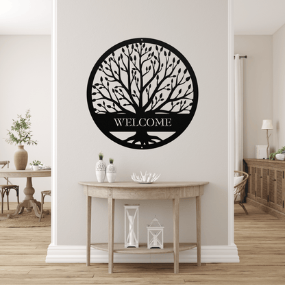 10049 - Welcome Tree Circle Metal Sign