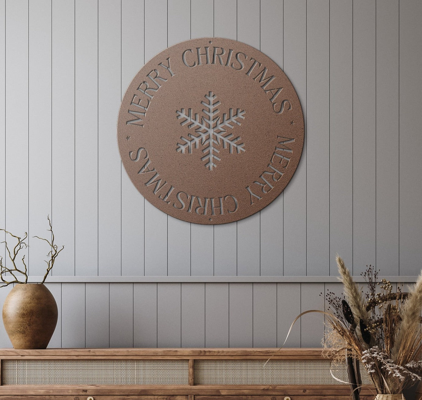 10091 - Merry Christmas Snowflake Circle Sign