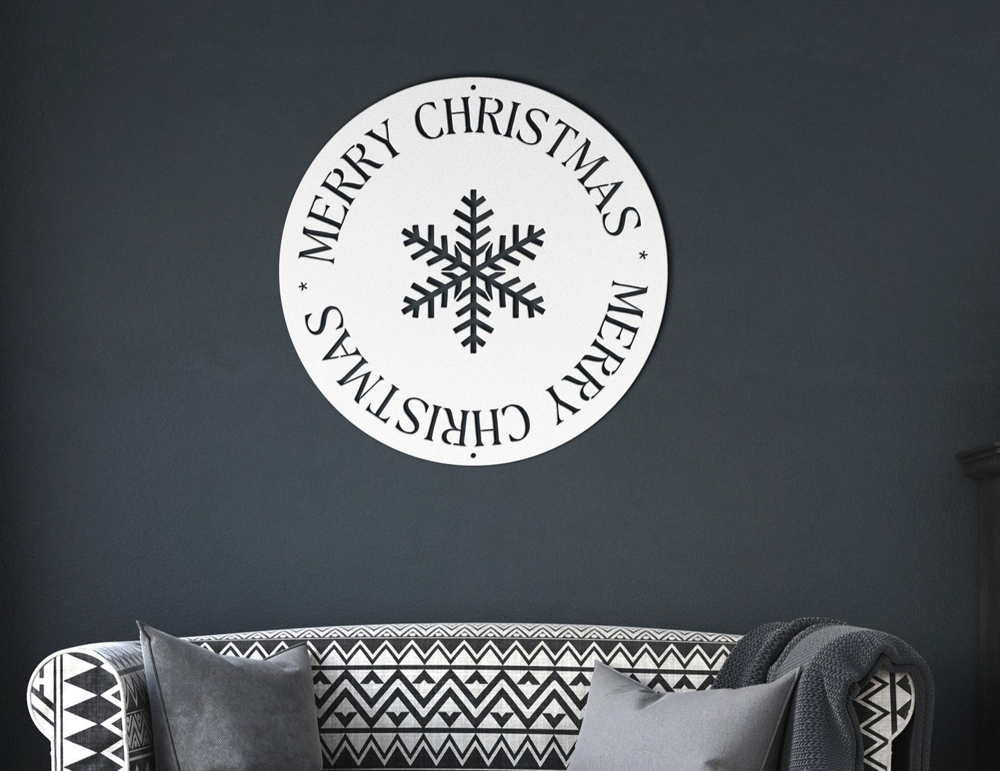 10091 - Merry Christmas Snowflake Circle Sign